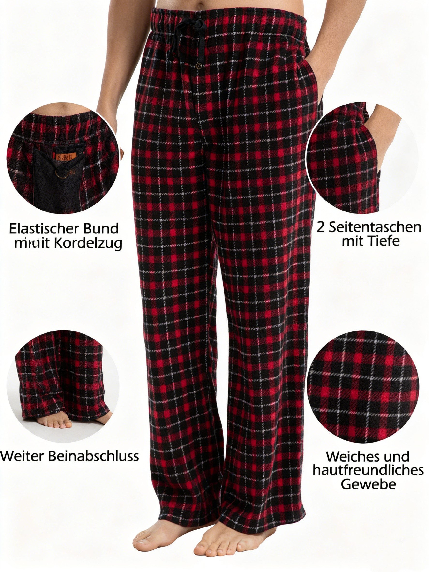 Schlafhose 2er-Pack Herren-Schlafanzughosen Leichte