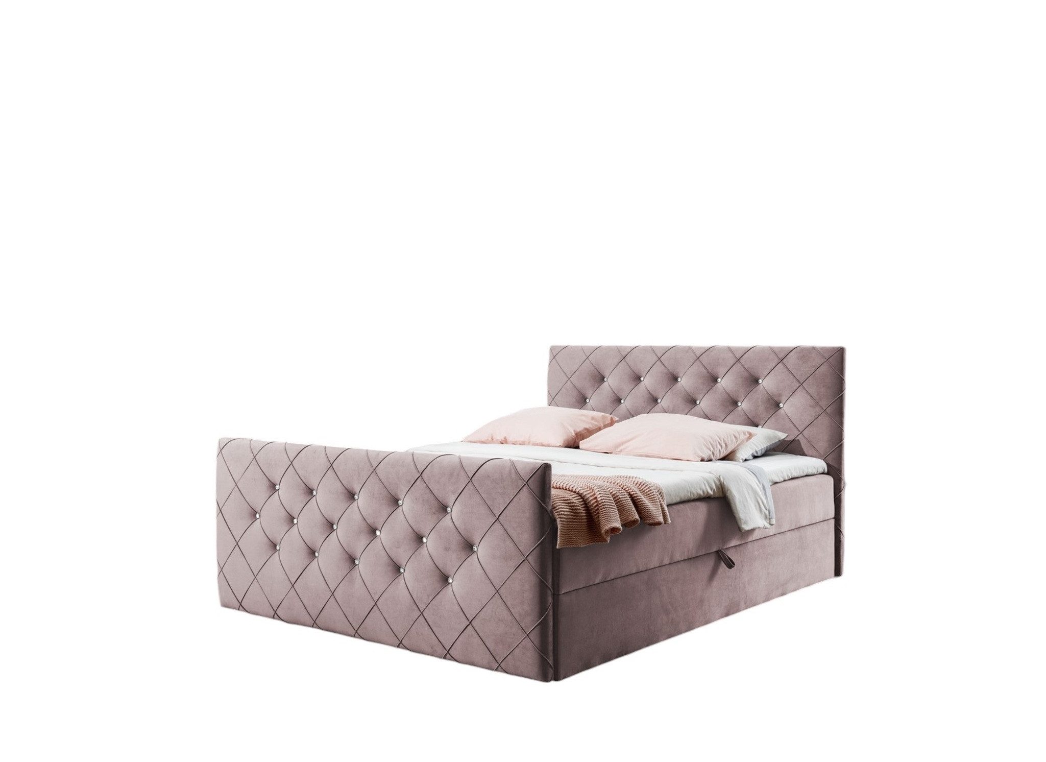 Fun Möbel Boxbett Schlafzimmerbett FUN ANDREN Überlänge Stoff Magic Velvet (Kopfteil und Fußteil mit Strasssteinen besetzt, Erhältlich auch in der Länge 200 cm), Inkl. Bettkasten und Topper