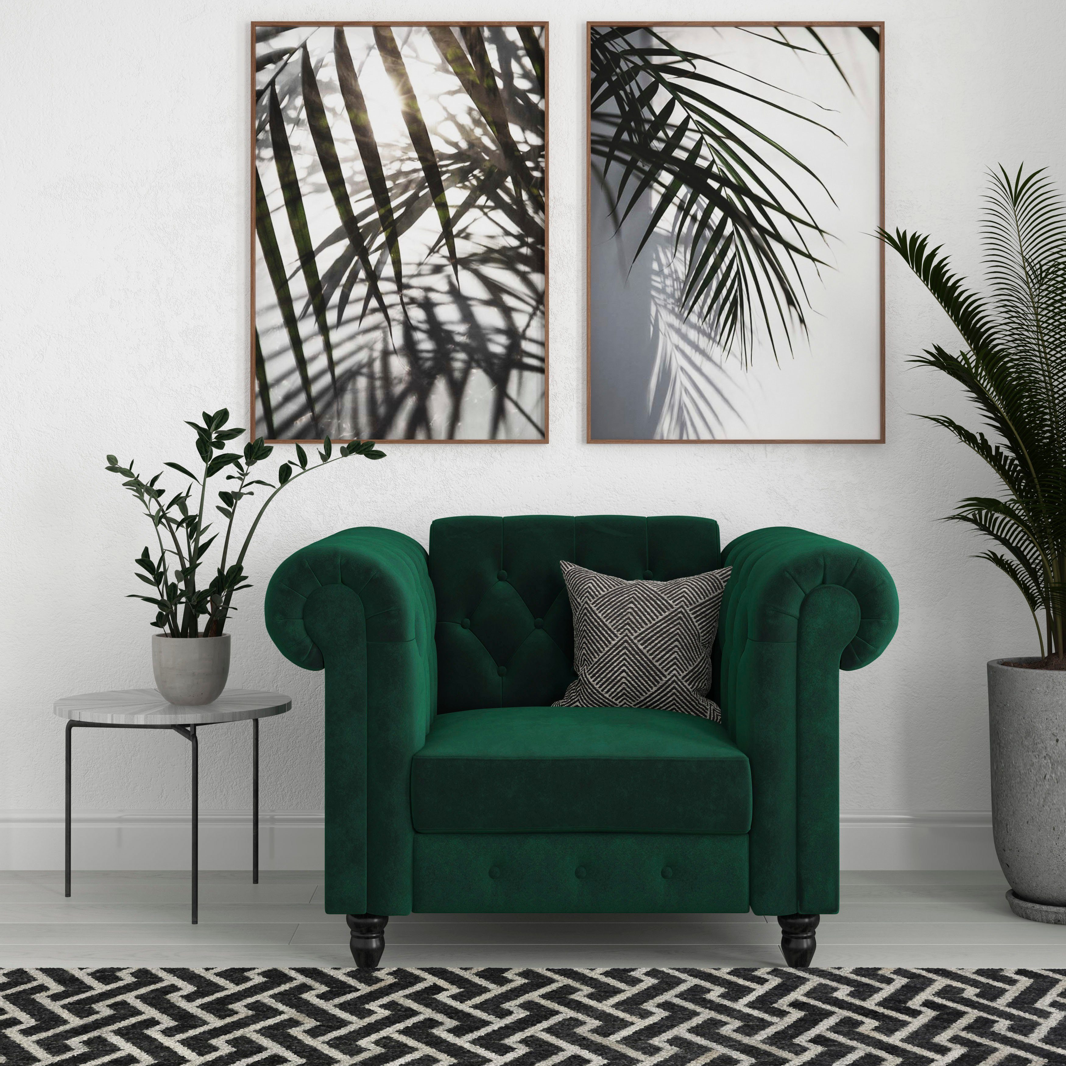 Dorel Home Chesterfield-Sessel Felix, mit Rückenlehne 3-fach verstellbar, Beine Massivholz, Sitzhöhe 46 cm