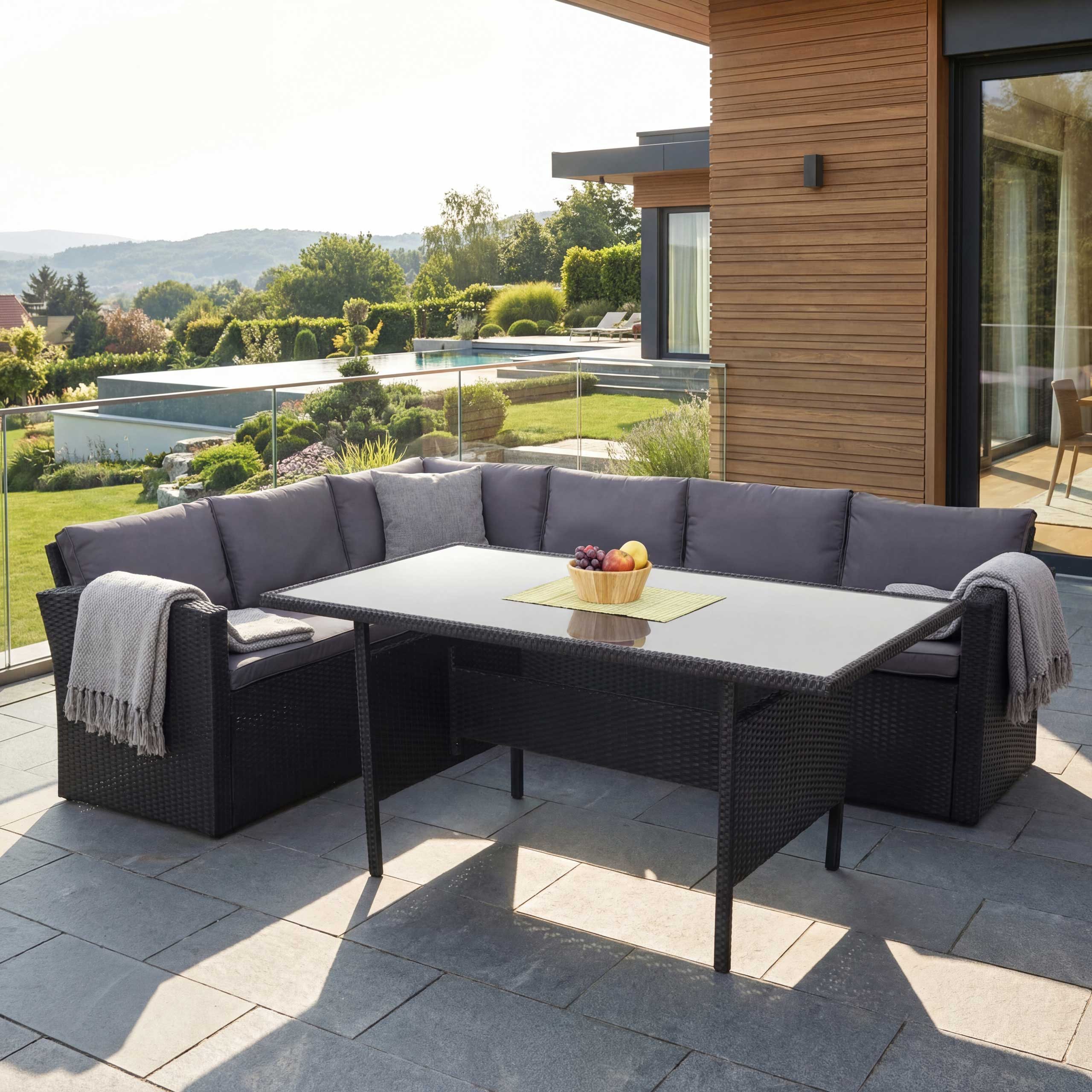 MCW Polstergarnitur MCW-A29-S, (2-tlg., 1 Eckbank, 1 Tisch), Tisch verstärkt durch Unterkonstruktion, Kissen mit Reissverschluss