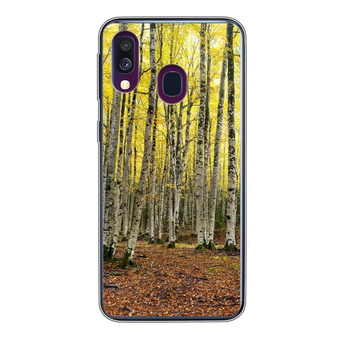 MuchoWow Handyhülle Wald - Bäume - Gelb Handyhülle Samsung Galaxy A40 Smartphone-Bumper Print Handy