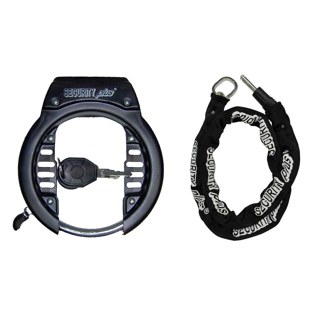 Security Plus Rahmenschloss Rahmenschloss XXL Plus Einsteckkette 100 cm 2 Schlüssel schwarz