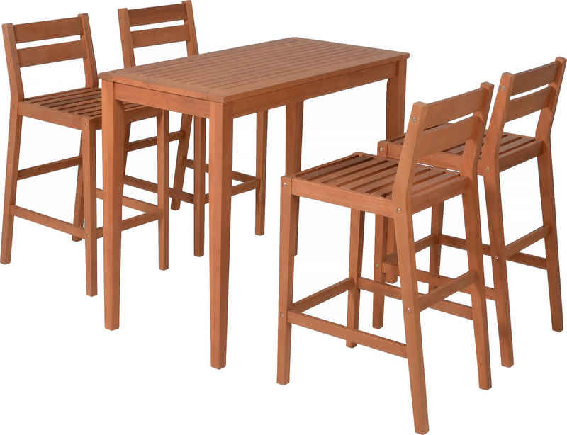 Garden Pleasure Gartenbar-Set »MAINE«, (5-tlg), 4 Stühle, Tisch LxB: 107x60 cm, inkl Kissen
