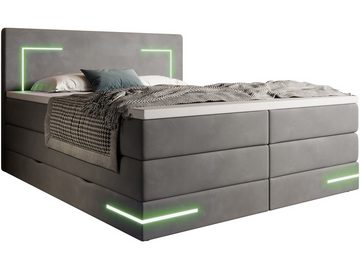 wonello Boxspringbett Estero, mit LED Beleuchtung (RGB), Bettkasten, Matratzen und Topper
