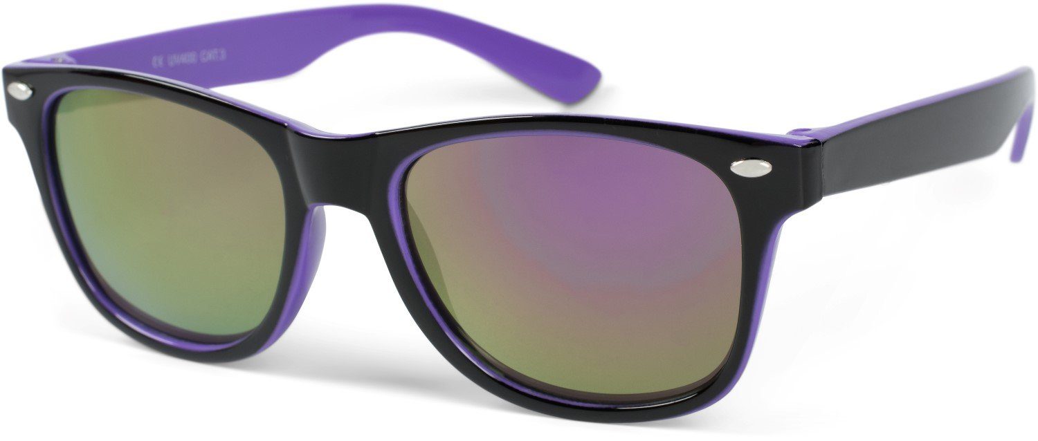 styleBREAKER Sonnenbrille (1-St) Verspiegelt Gestell Schwarz-Lila / Glas Lila verspiegelt