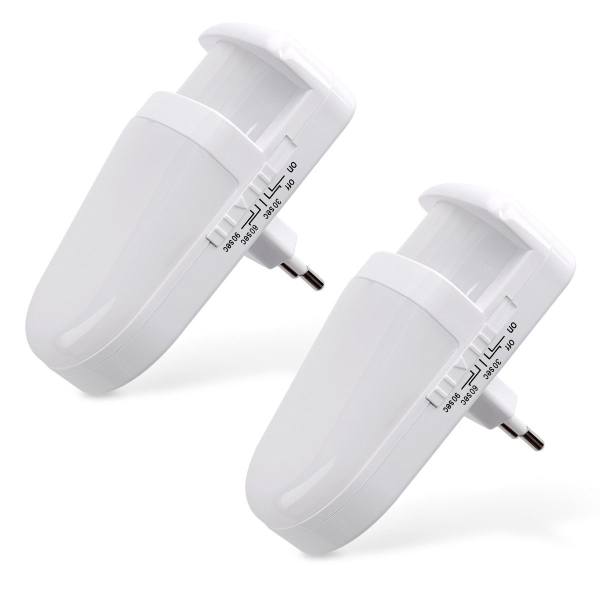 kwmobile LED Taschenlampe 2x Steckdosenlicht mit Bewegungsmelder & Timer - Nachtlicht Steckdose (2-St)
