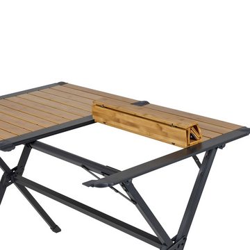 Bo-Camp Campingtisch Alu Campingtisch Camping Rolltisch, Klapptisch Falttisch Groß Holz 111x72