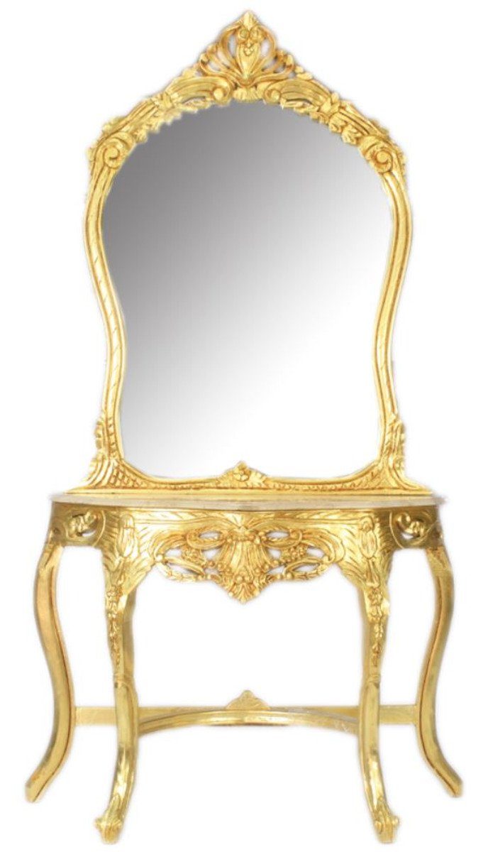 Casa Padrino Barockspiegel Barock Spiegelkonsole Gold / Creme 95 x 40 x H. günstig online kaufen