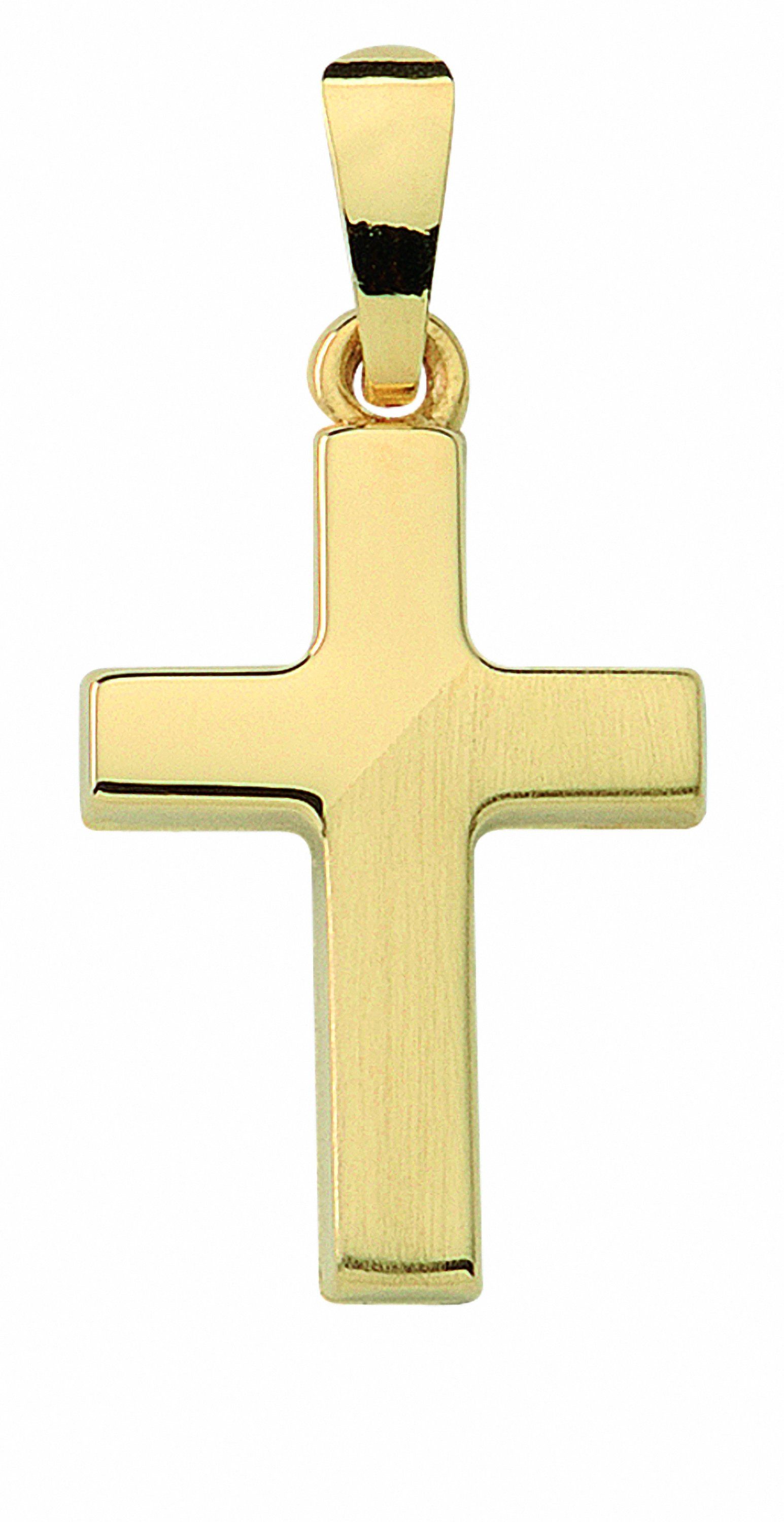 Adelia´s Kreuzkette Halskette - Kreuzkette mit Kreuz Anhänger aus 333 Gold, Schmuckset mit bis 45 cm stufenlos verstellbarer 925 Silber Halskette