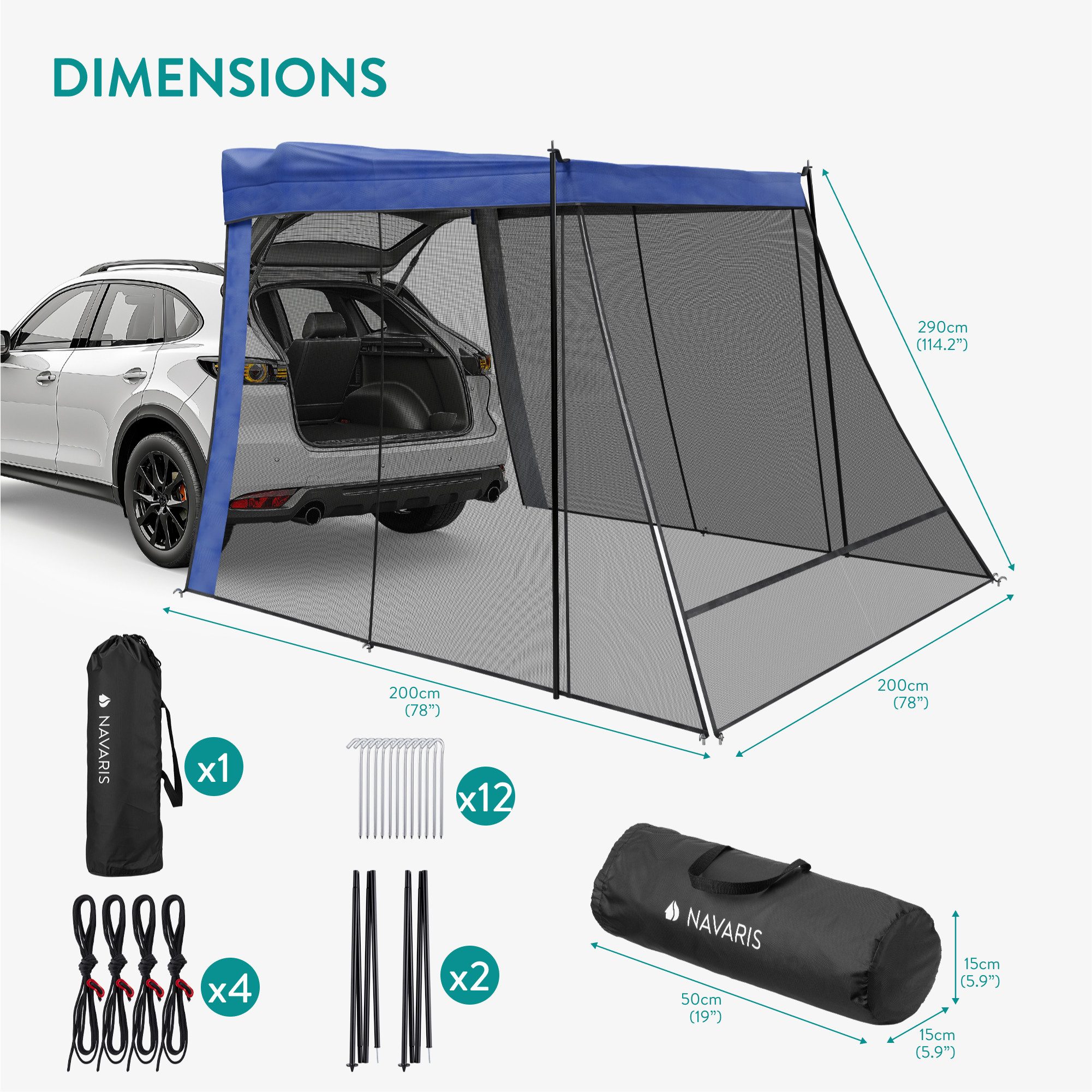 Markisenvorzelt 270° Auto - 200x200cm Mit LED, Wasserdicht Für Camping