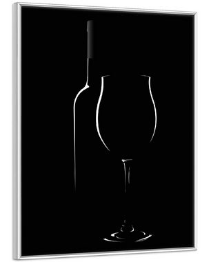 Wallario Poster, Rotwein bei Nacht Schwarz-Weiß, in verschiedenen Ausführungen