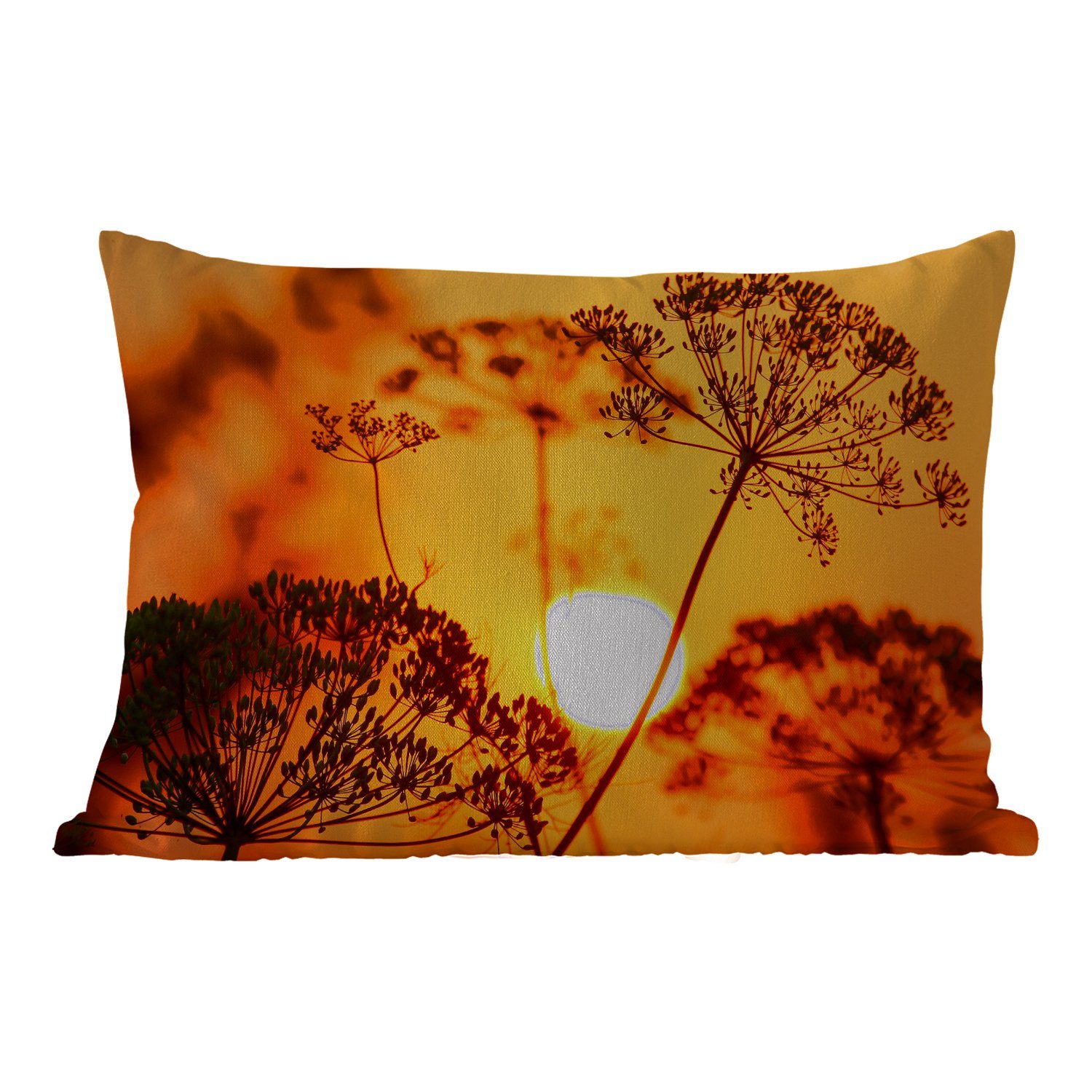 MuchoWow Dekokissen Pflanzen - Blumen - Sonnenuntergang - Orange, Outdoor-Dekorationskissen, Polyester, Dekokissenbezug, Kissenhülle