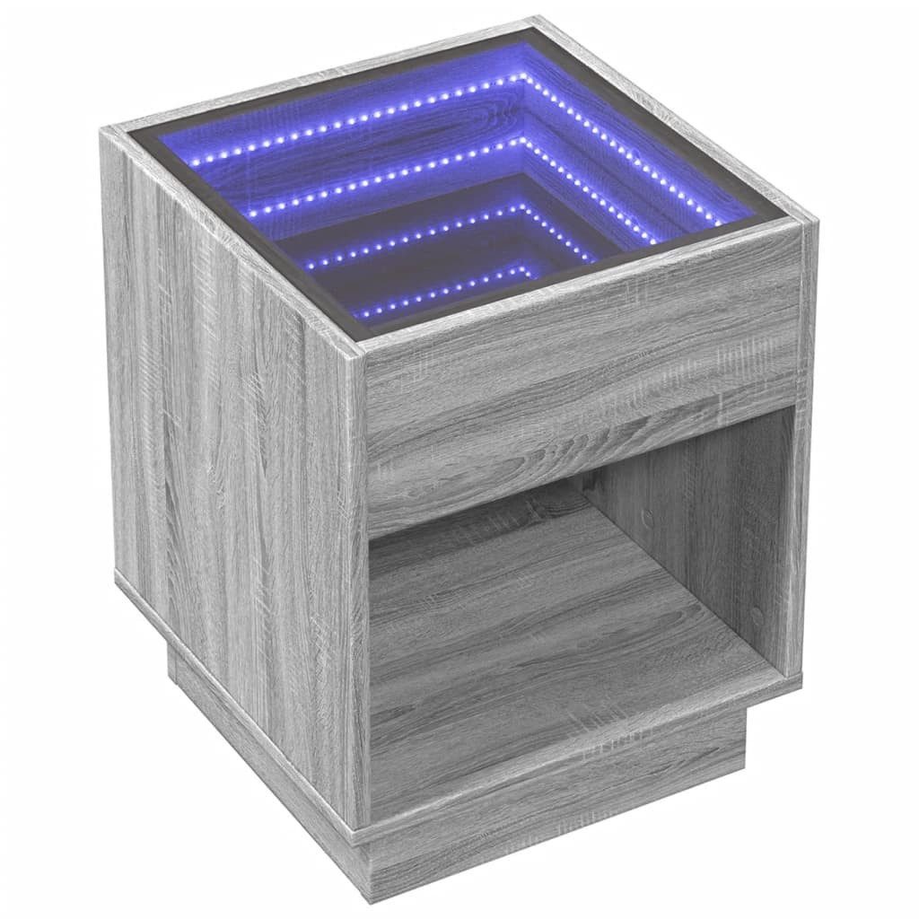 vidaXL Couchtisch Couchtisch mit Infinity-LED Grau Sonoma 40x40x50 cm (1-St günstig online kaufen