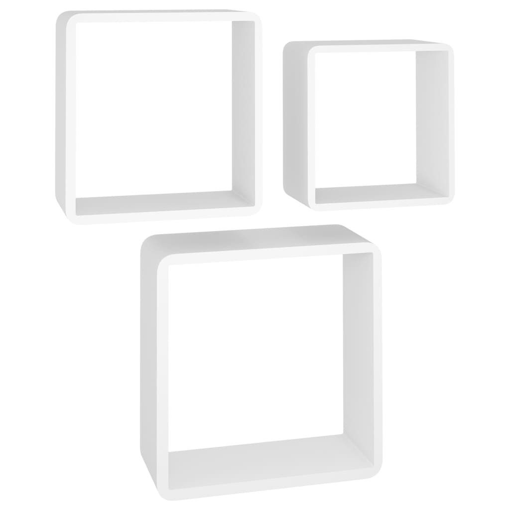 vidaXL Wandregal, Würfelregale 3 Stk. Weiß MDF
