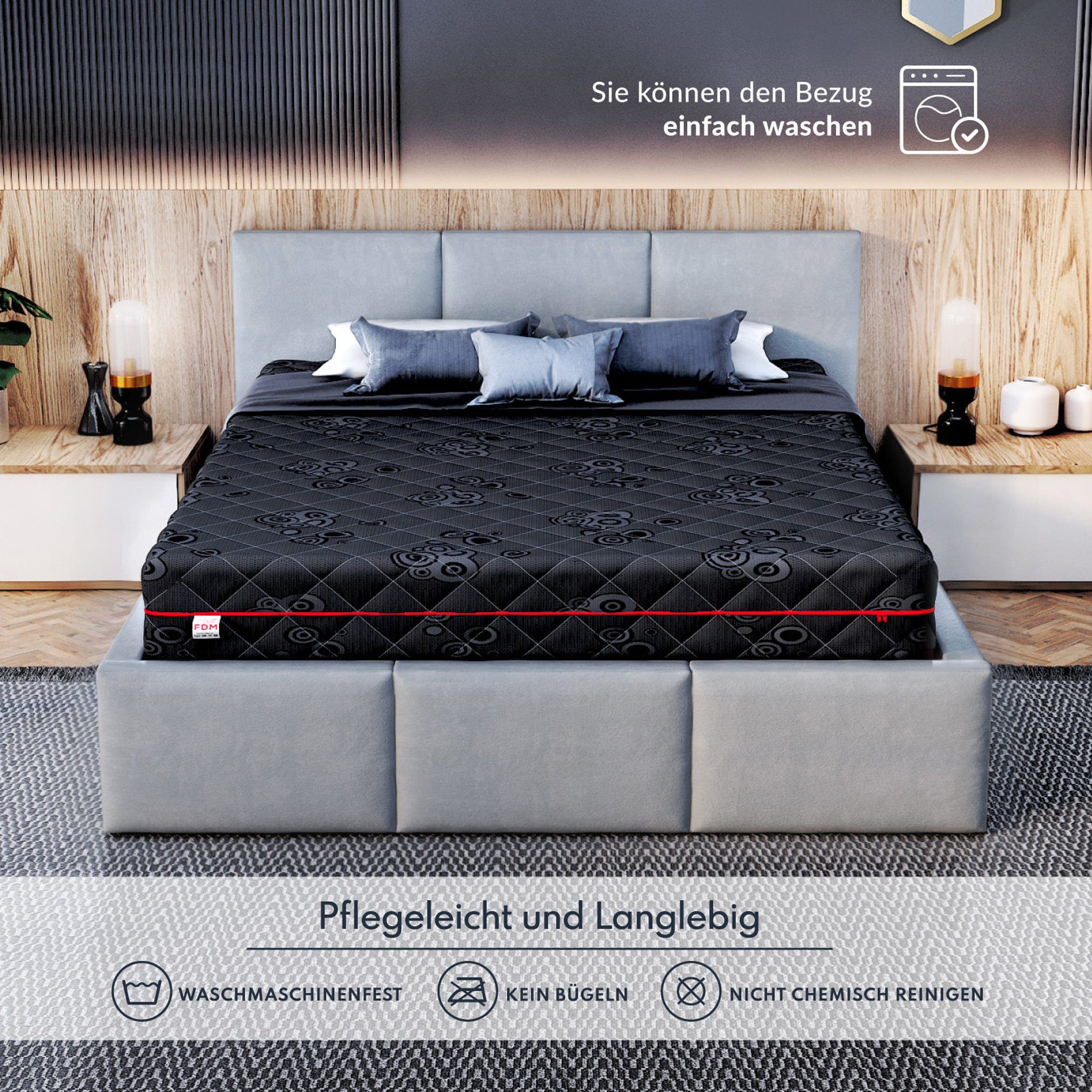 Taschenfederkernmatratze BLACK 90x200, 140x200, 180x200 cm & weitere Größen, FDM, 22 cm hoch, (komfortable Matratze, Allergiker geeignet)