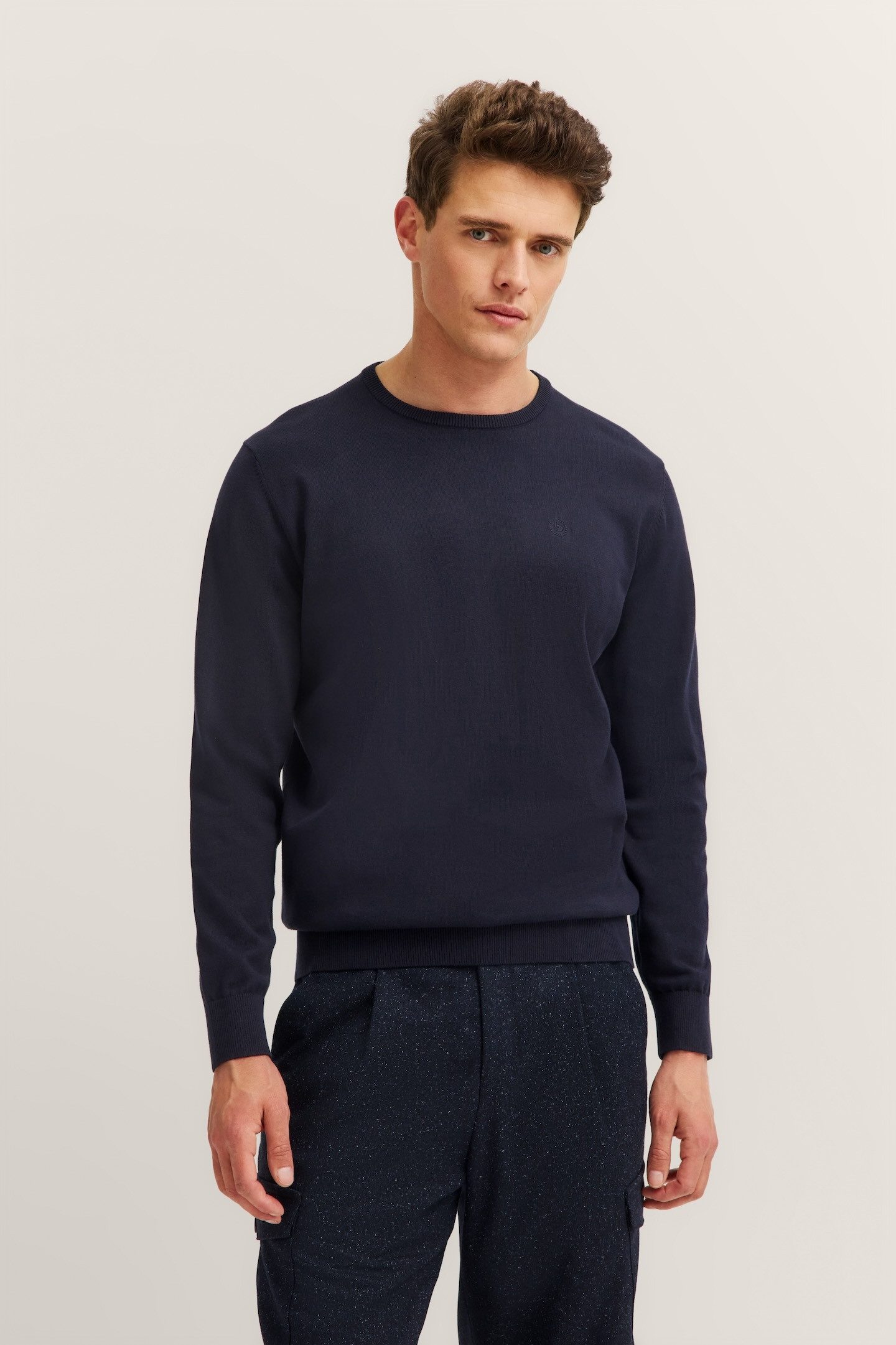 bugatti Rundhalspullover Basic Essential aus reiner Baumwolle