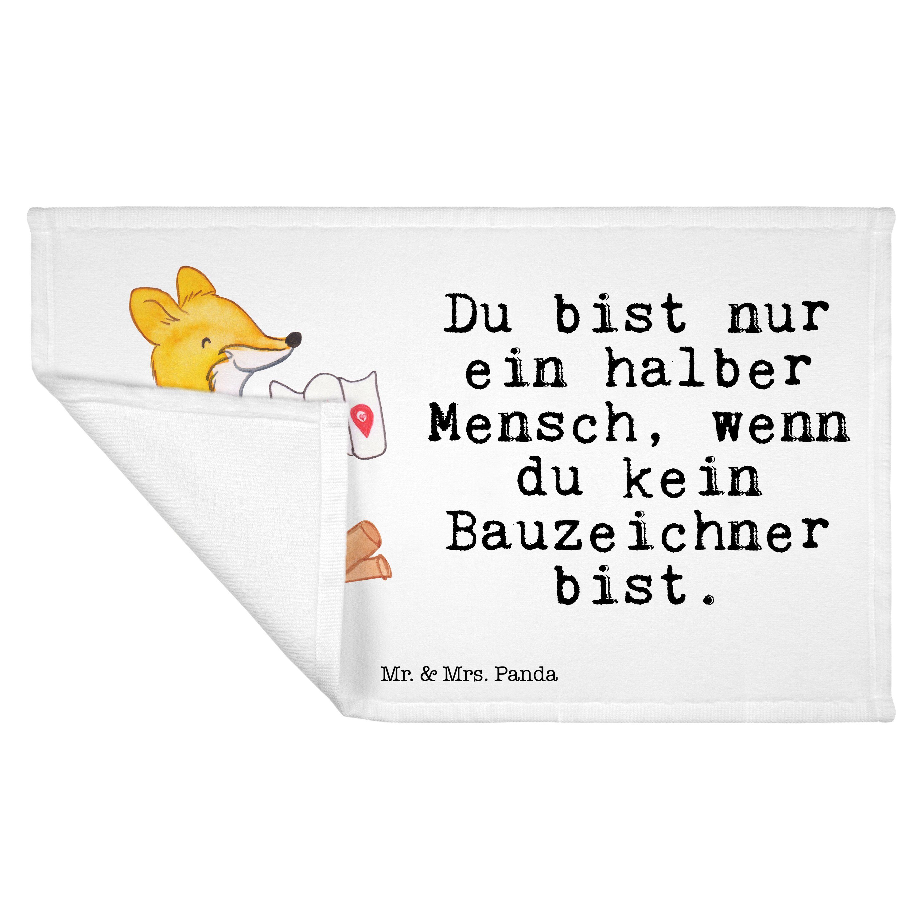 Geschenk, Panda Bauzeichner - (1-St) Handtuch Herz Kinder, Mitarbeiter, & mit Mrs. Weiß Mr. - Jubiläum,