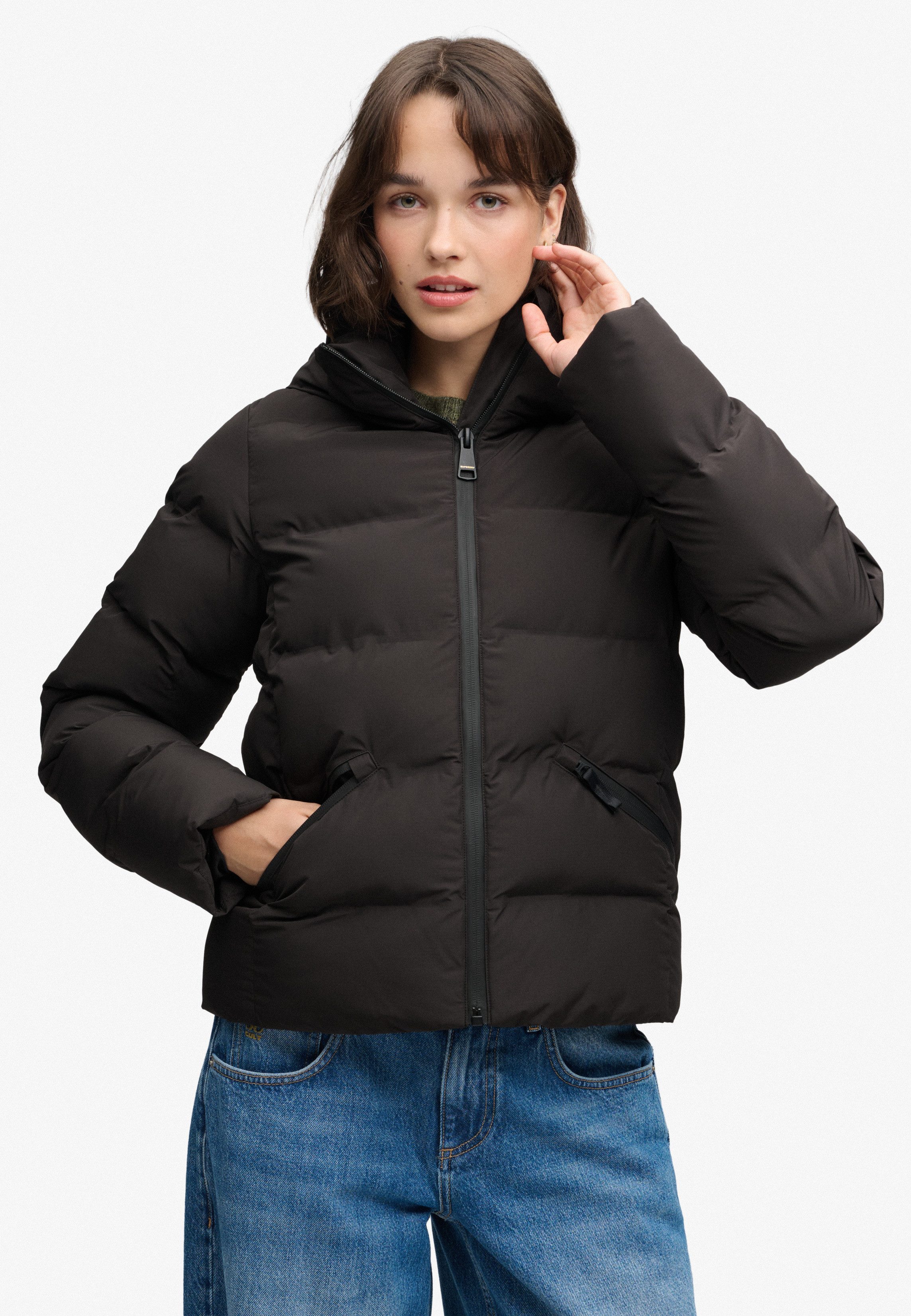 Superdry Steppjacke HOODED CITY PADDED JACKET Kunstfaser, relaxed fit
