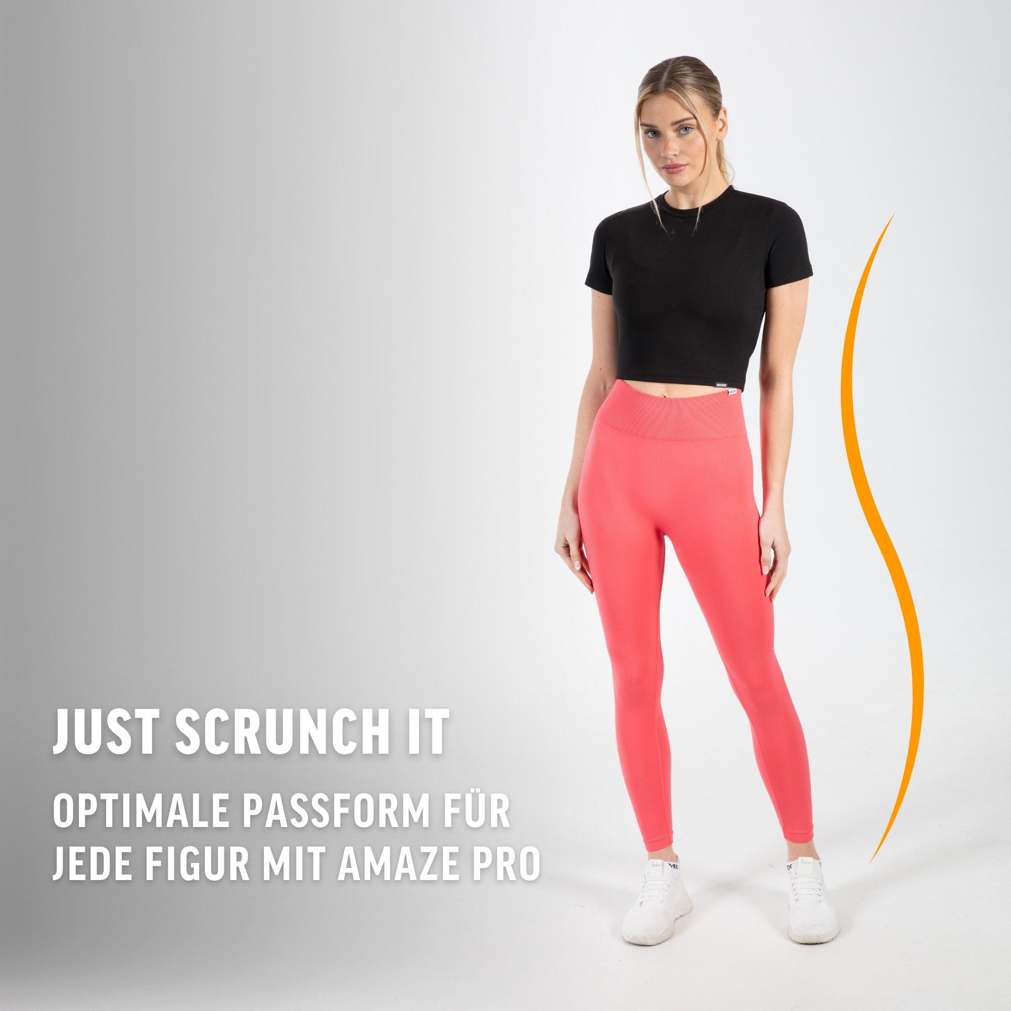 Smilodox Leggings Amaze Pro mit Scrunch-Effekt, High Waist V-Shape Sport & Yogahose Seamless Push Up Booty Fitnesshose Blickdicht Yoga Gym Figurformend
