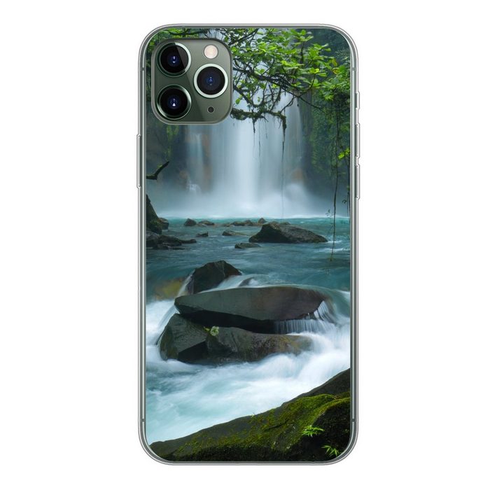 MuchoWow Handyhülle Leuchtend blauer Wildfluss und Wasserfälle im Regenwald von Costa Rica Handyhülle Apple iPhone 11 Pro Max Smartphone-Bumper Print Handy