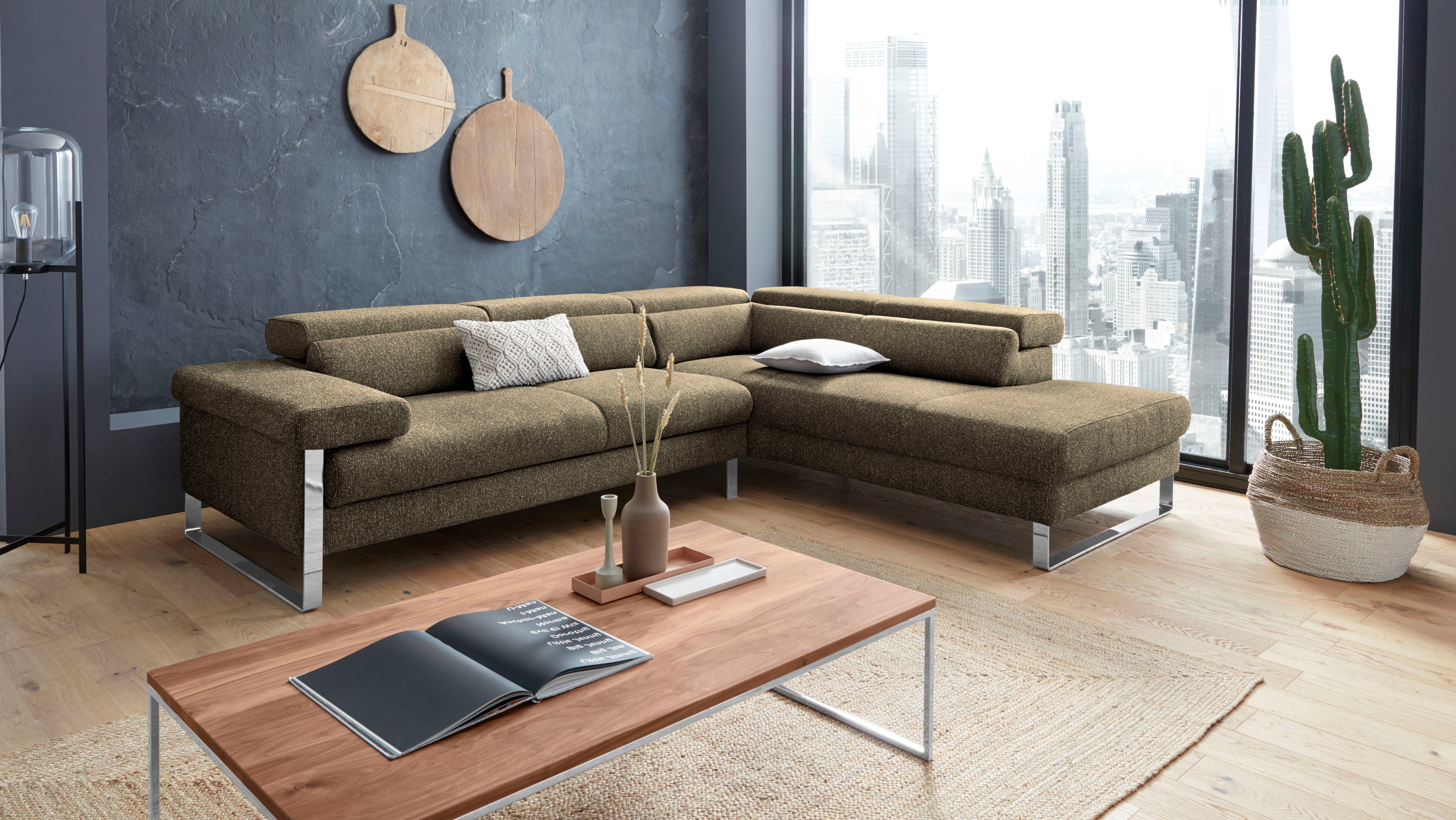 W.SCHILLIG Ecksofa finn, toller Sitzkomfort, L-Form, hochwertige Verarbeitungsdetails, German Design Award 2016, Fußgestell Chrom glänzend, Breite 281 cm