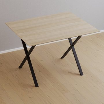 en.casa Tischgestell, »Høng« 2er Set Tischkufen aus Stahl X-förmig 70 x 65 cm Schwarz