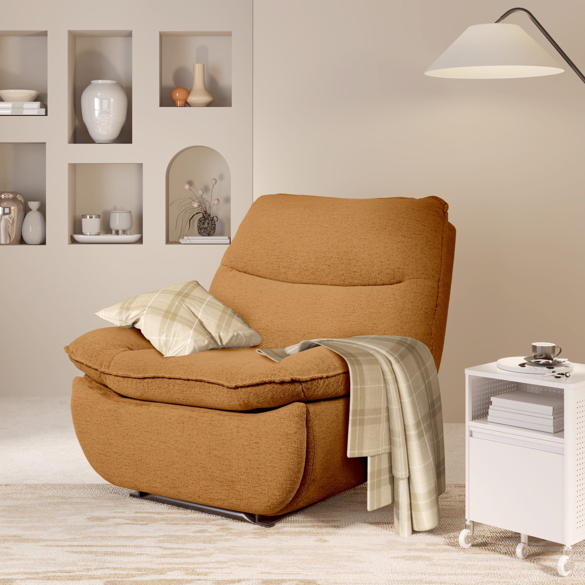 FLEXISPOT Sessel Schaukelsessel gemütlicher TV-Sessel, Relaxsessel (Ruhesessel für Senioren & Stillenden), Versteckter Stauraum, 105° - 145° verstellbar, 159 KG belastbar