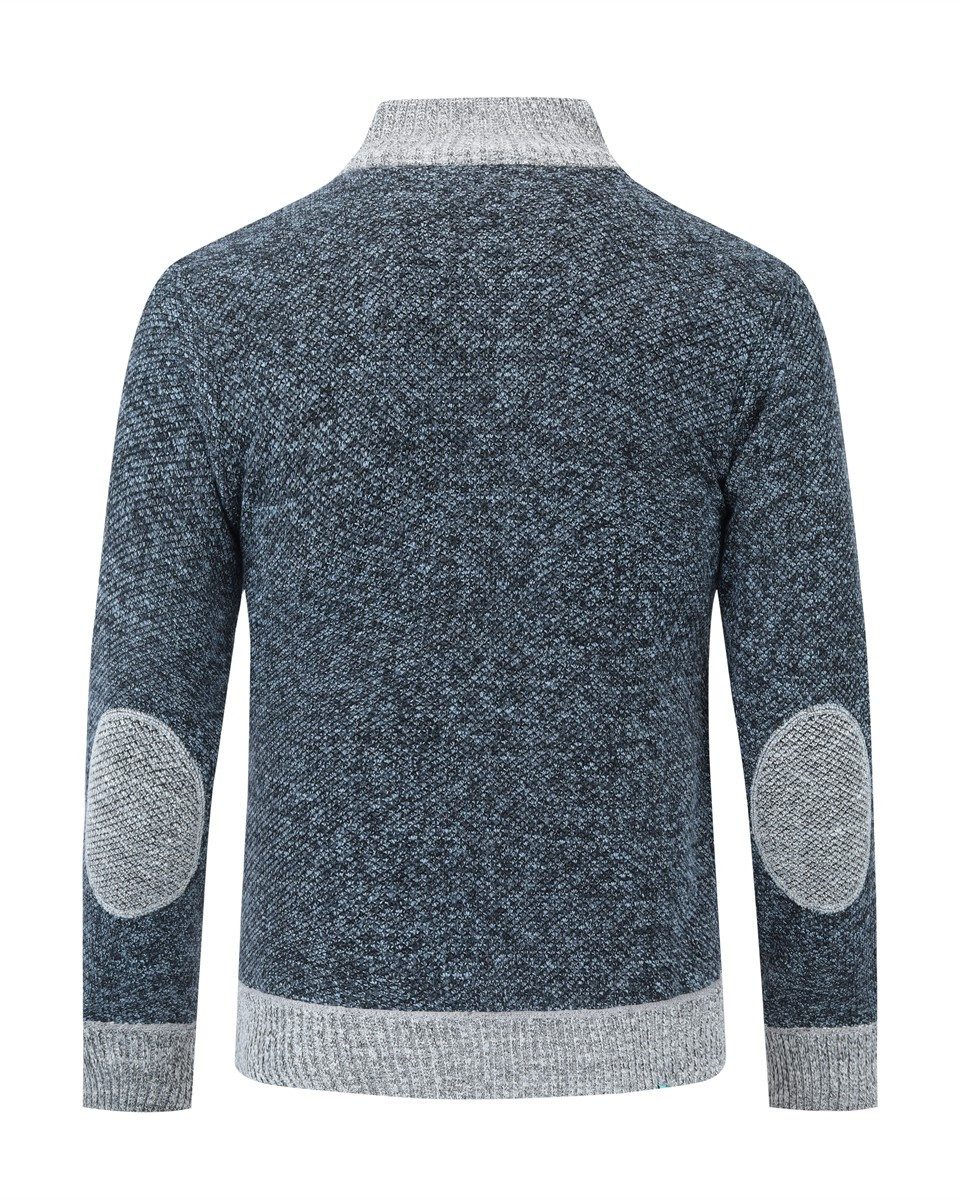 Allthemen Cardigan Herren Strickjacke mit ärmelflecken Strickjacke Winter – Bild 2 von 5
