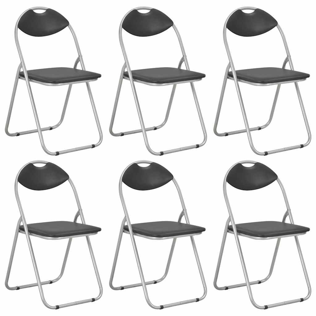 vidaXL Esszimmerstuhl Klappstühle, 6 Stück, schwarzes Kunstleder (6 St), Klappstühle, 6 Stück, schwarzes Kunstleder