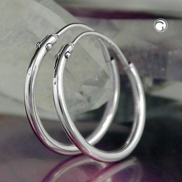 unbespielt Paar Creolen Ohrringe Drahtcreole glänzend 925 Silber 15 mm inkl. Schmuckbox, Silberschmuck für Damen