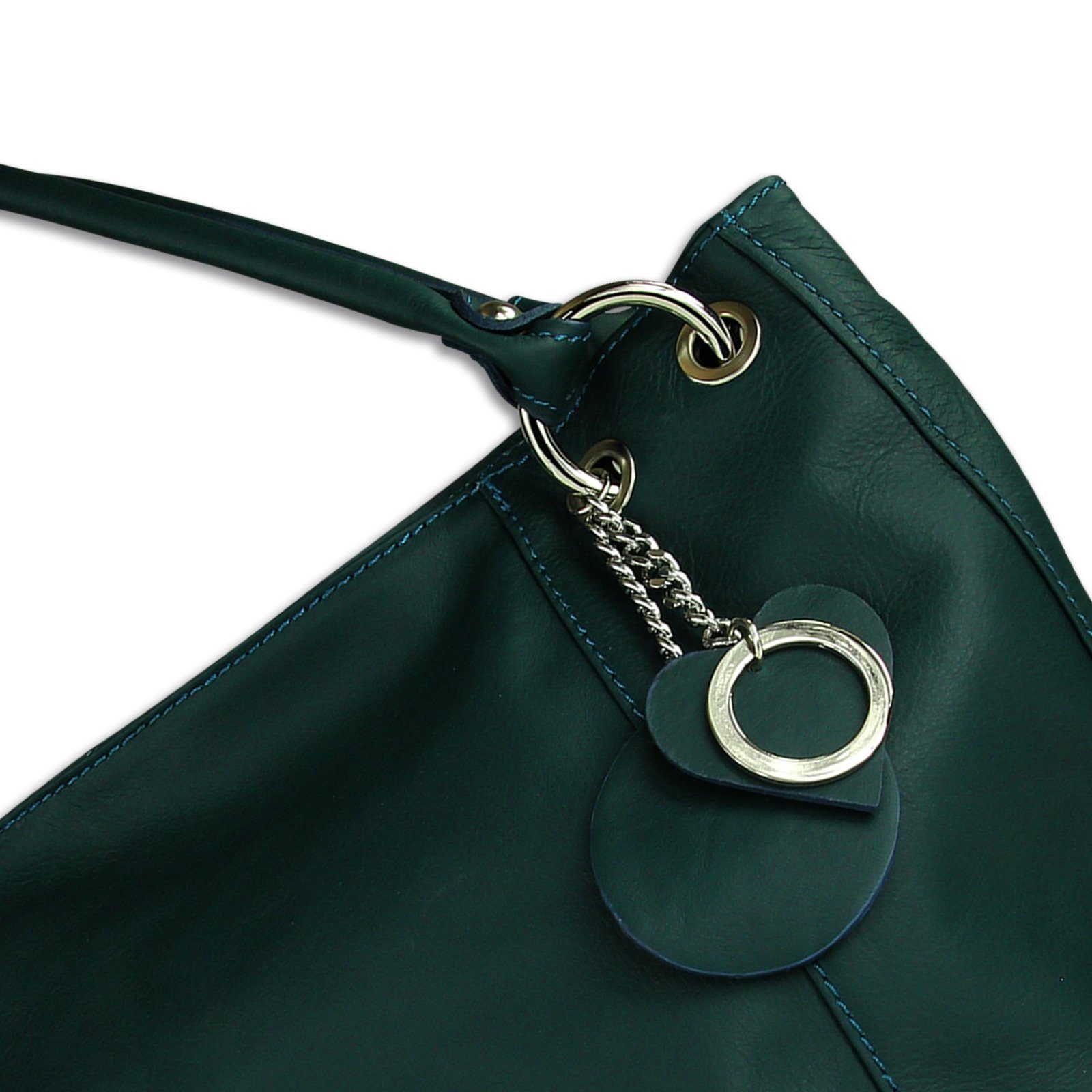 Toscanto Schultertasche Toscanto Damen Schultertasche (Schultertasche), Damen Leder Schultertasche, Henkeltasche, türkis ca. 42cm