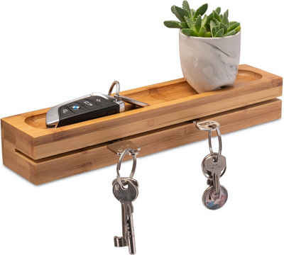 elbmöbel Schlüsselbrett Schlüsselboard Schlüsselbrett Ablage 29,5x6x4,5 Bambus Holz Schlüsselhalter Schlüsselhaken, (1 St), leichtes verstauen der Schlüssel, einfach in den Schlitz stecken