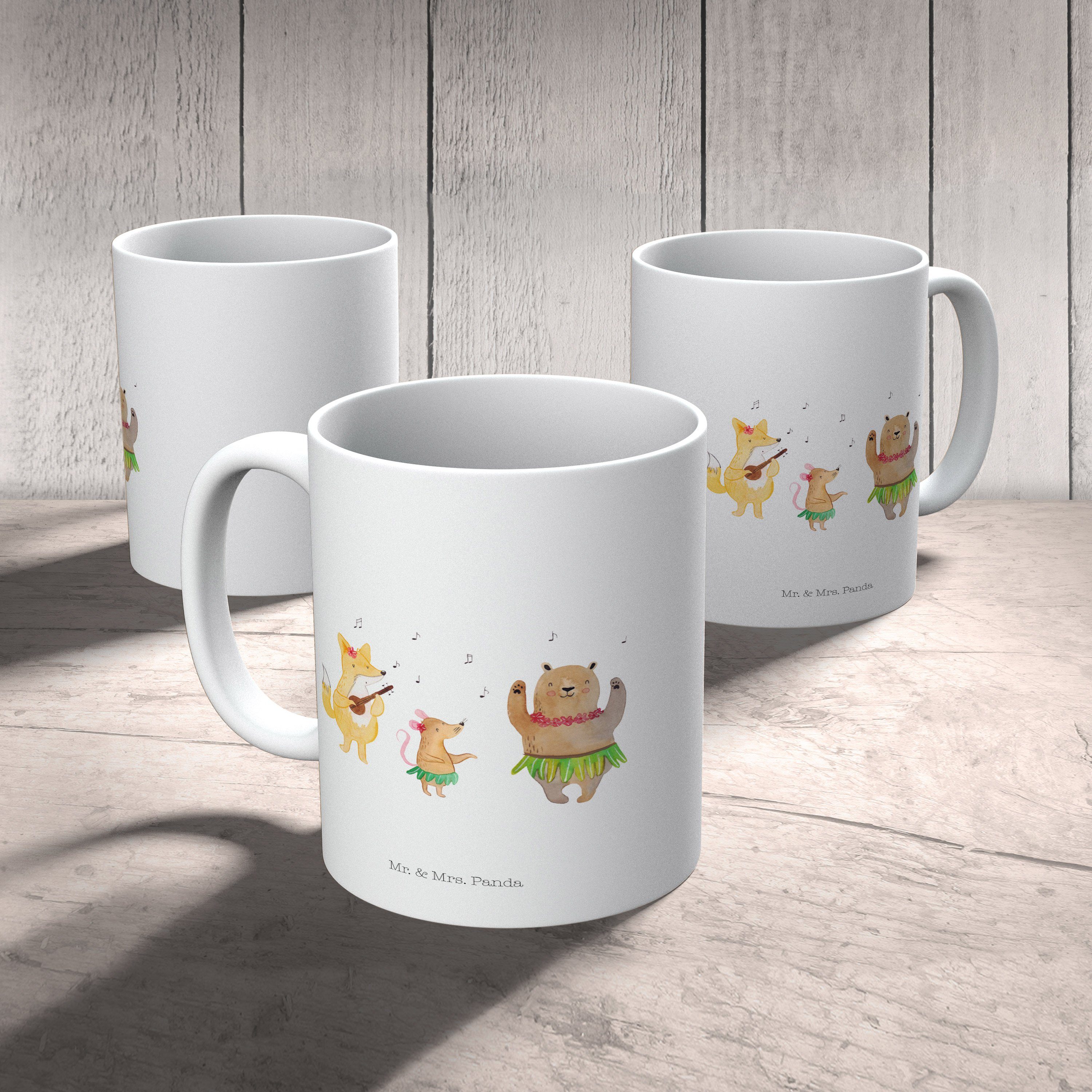 Mr. Panda - Keramik Mrs. & Sprüche, Lac, Tasse Aloha lustige Keramiktasse, - Geschenk, Waldtiere Weiß