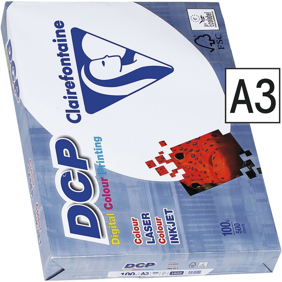 CLAIREFONTAINE Farblaser-Druckerpapier DCP, Format DIN A3, 100 g/m², 172 CIE, 500 Blatt