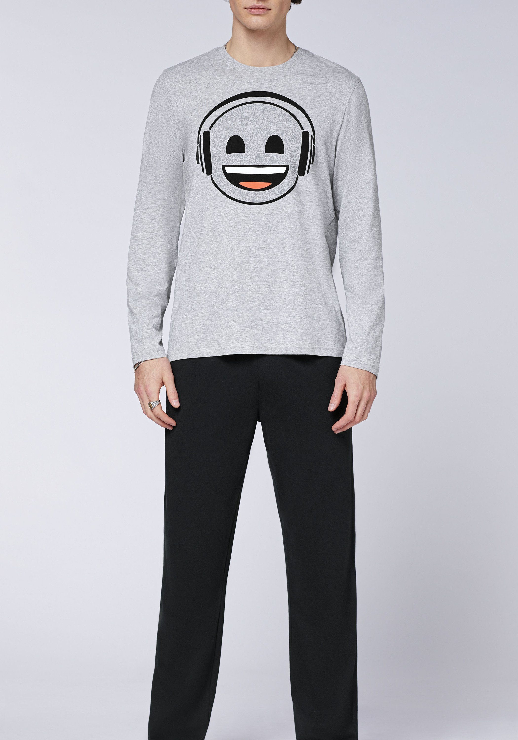 Emoji Pyjama Hose und mit Print-Langarmshirt