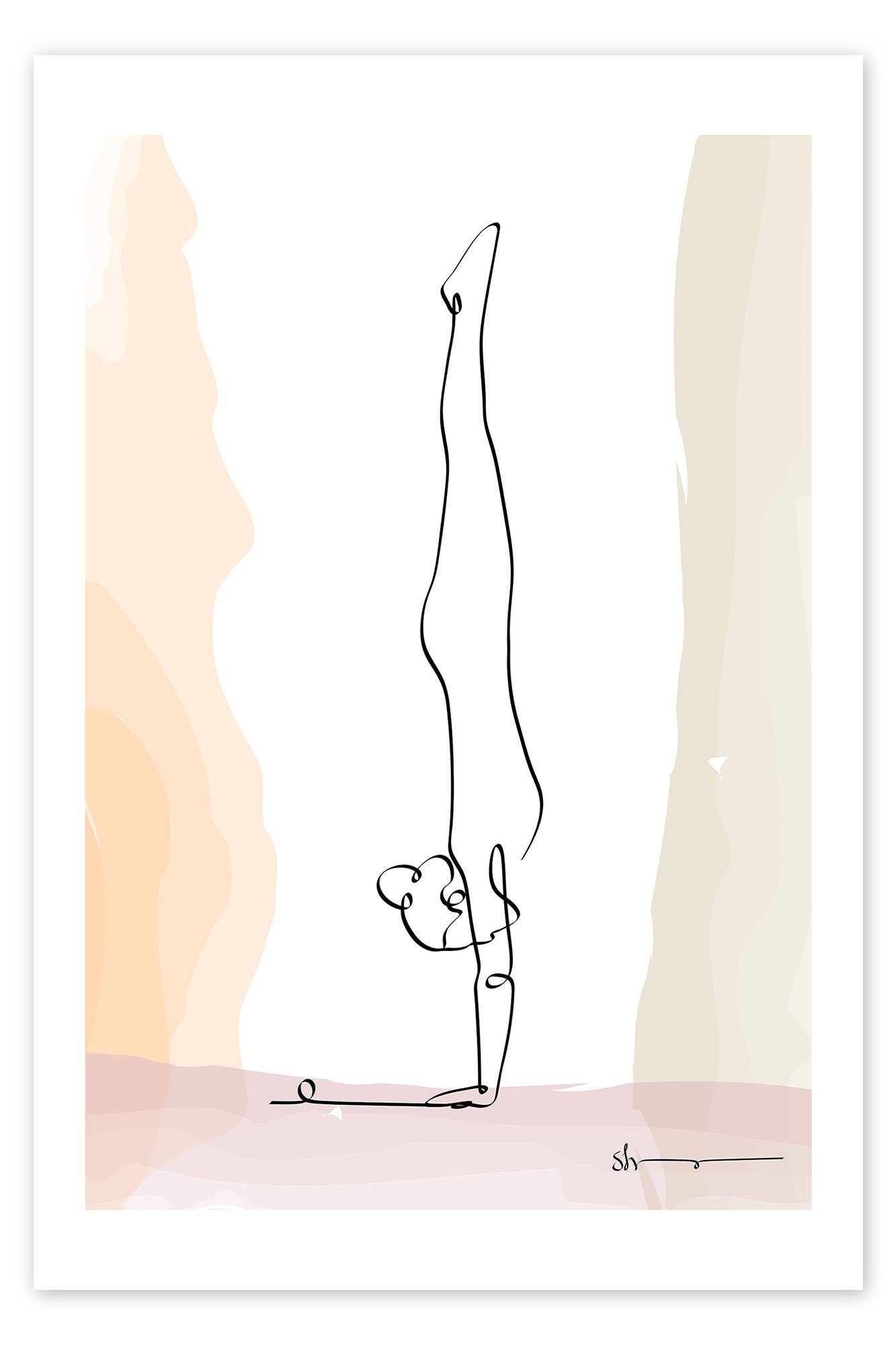 Posterlounge Poster Yoga In Art, Handstand (Vrikshasana), Fitnessraum Minimalistisch Grafikdesign