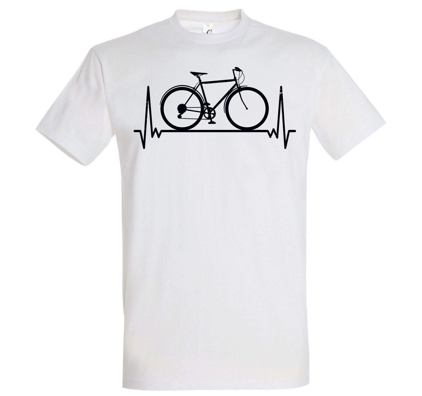 Youth Designz T-Shirt Heartbeat Fahrrad Herren Shirt mit lustigem Fahrrad Frontprint Weiß
