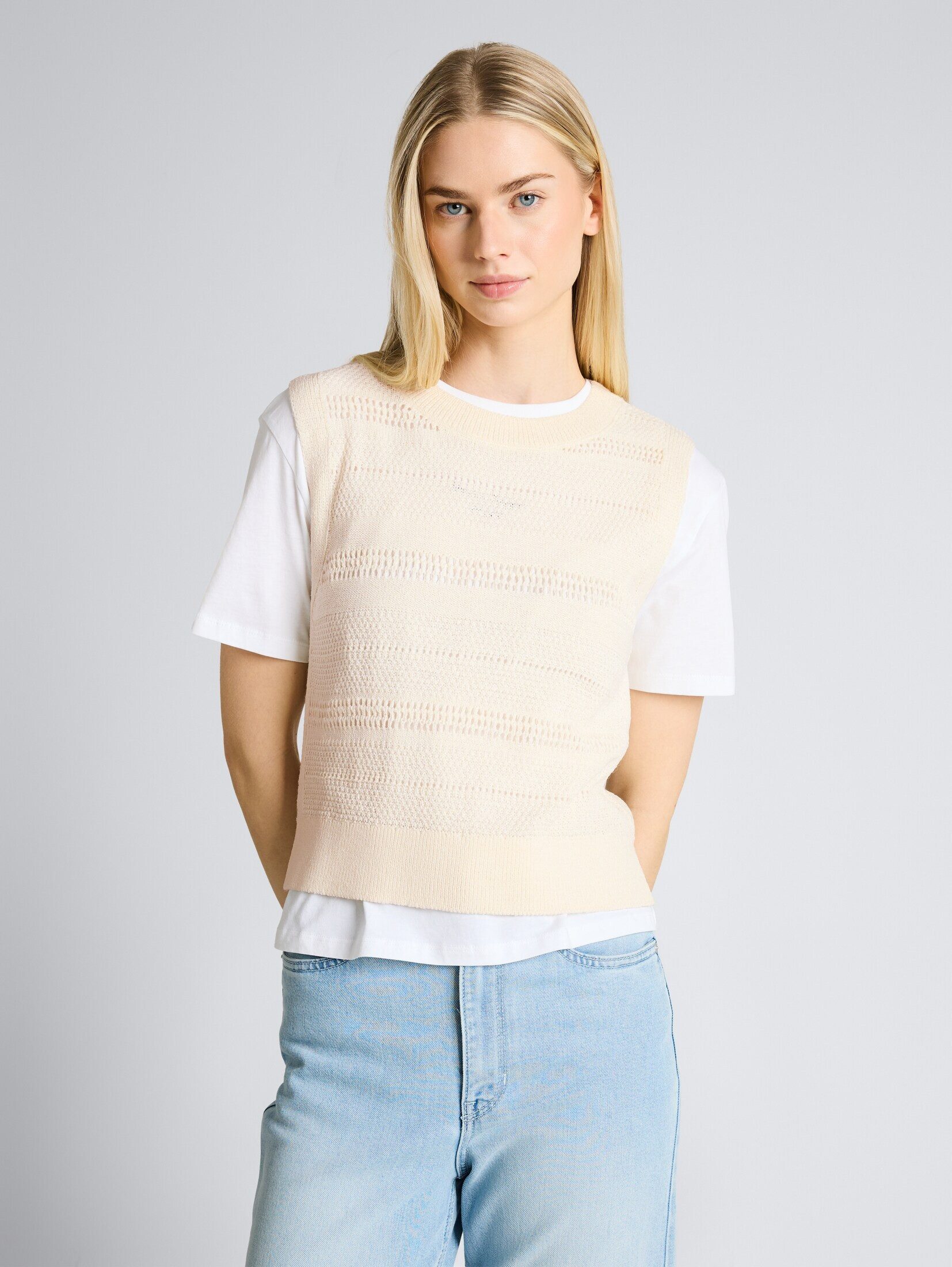 TOM TAILOR Denim Strickpullover Pullover & Strickjacken Pullunder mit Lochmuster