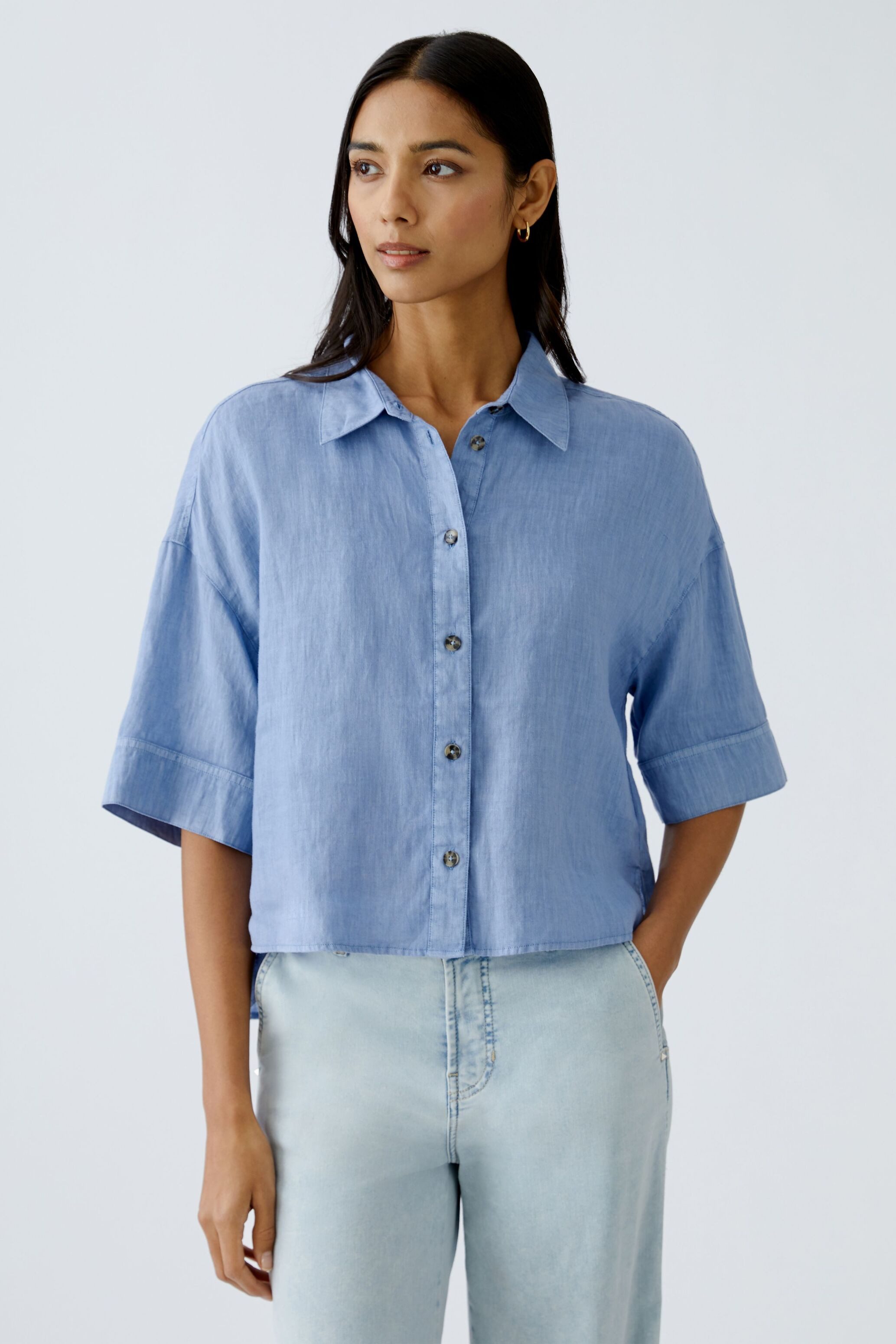Oui Kurzarmbluse Bluse reines Leinen günstig online kaufen