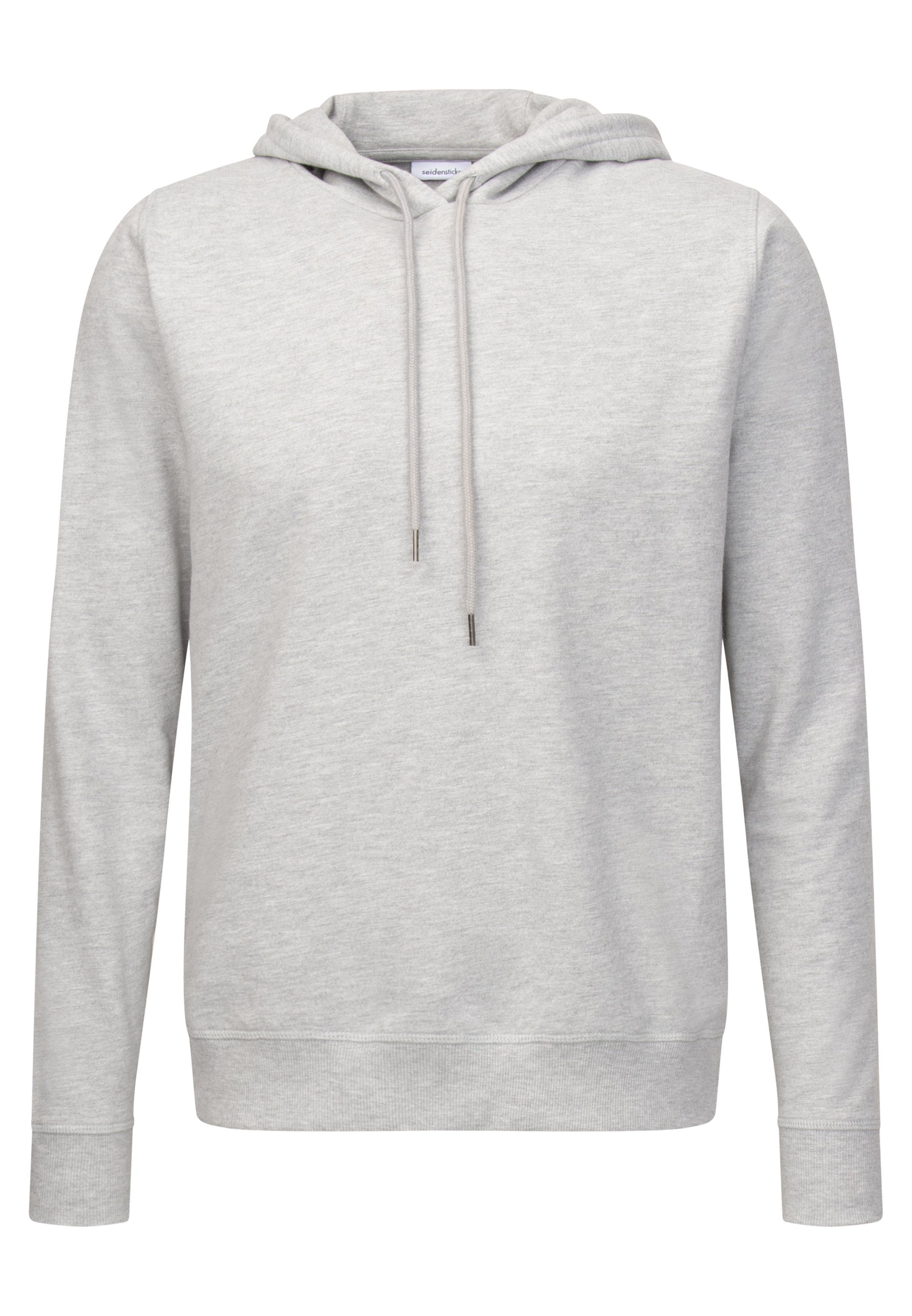 - seidensticker Sweatshirt Sweater Silvergrey aus Jersey - Hoodie Heavy Pyjamaoberteil Herren mit (1-tlg) Melange Kapuze Baumwolle