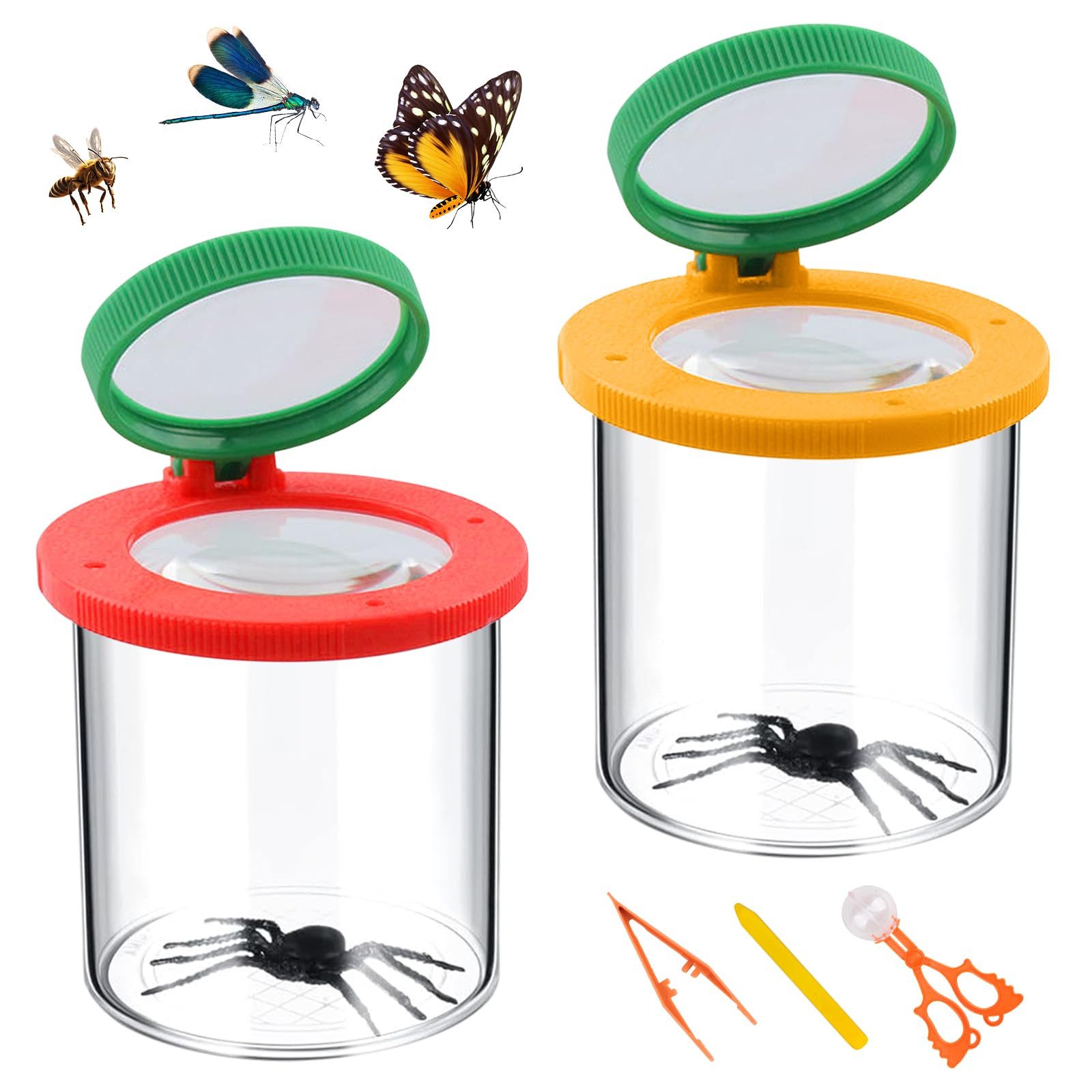 CLTYQ Becherlupe Kids Becherlupe, Kinder-Lupenbecher zum Erkunden der Natur, Kleinkindspielzeug, 2 Stück Лупыglas für 3-Fach und 6-Fach