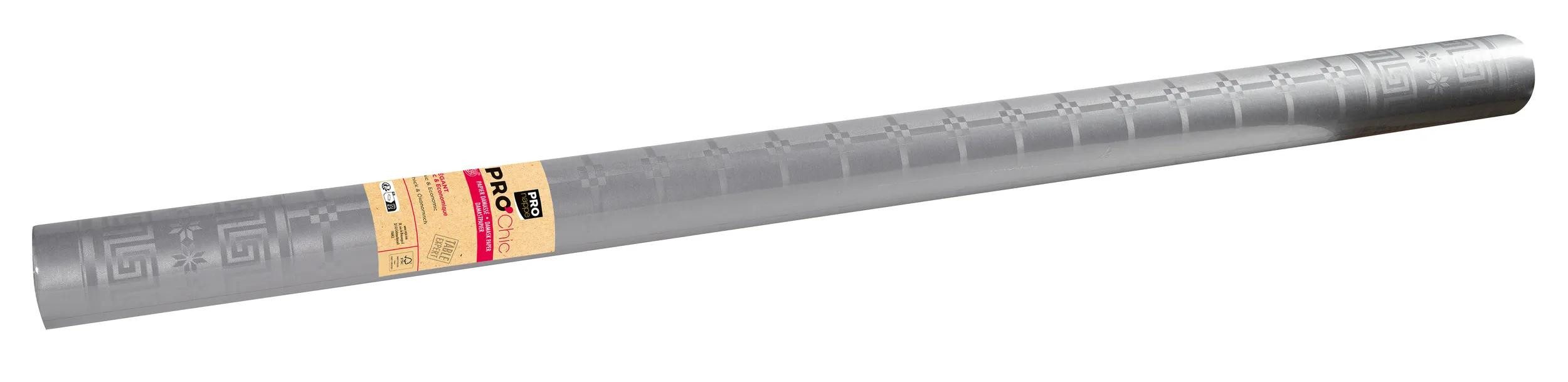PROnappe Tischband 6x Papiertischdecke auf Rolle Damastprägung 1,18x25m Silber R482552I, Nappes rouleaux papier damassé
