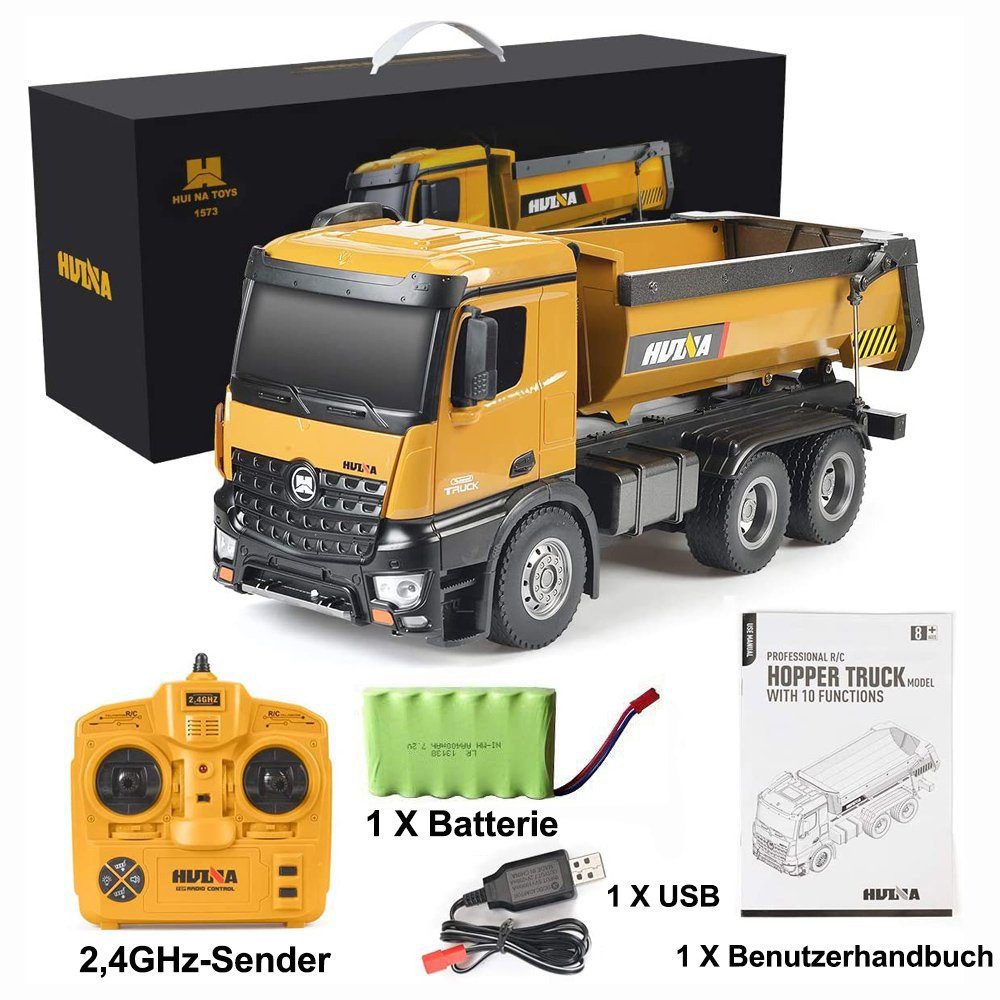 Esun RC-Truck Modell baufahrzeuge Rc Dump Truck 1:14 LKW 10 Kanal Kipplader, 10 Kanäle