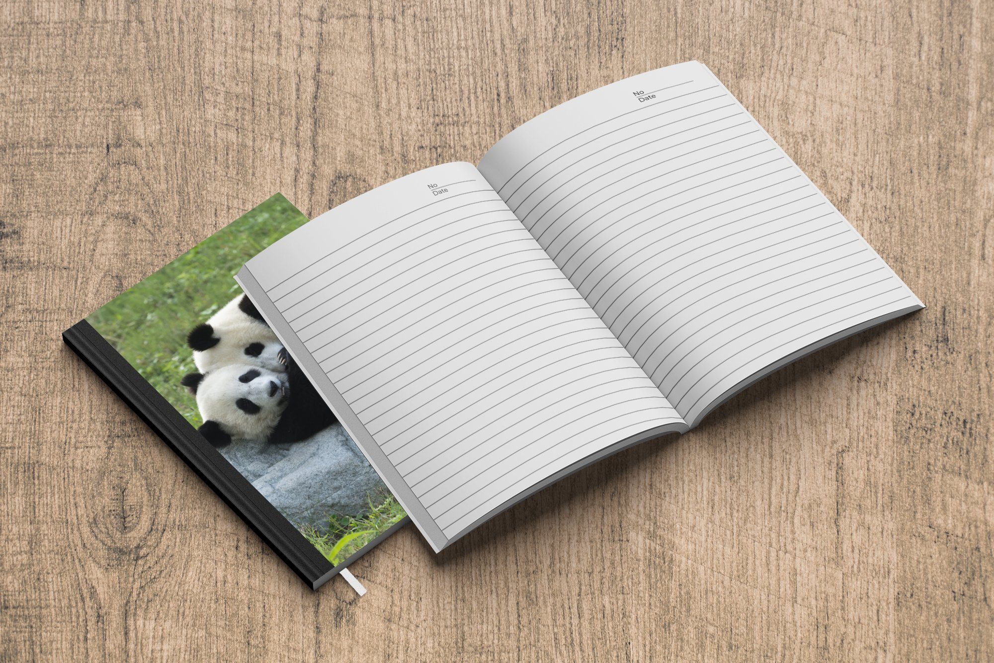 Journal, Gras Seiten, - Notizbuch Tagebuch, A5, Stein, Notizheft, 98 MuchoWow Merkzettel, - Haushaltsbuch Pandas