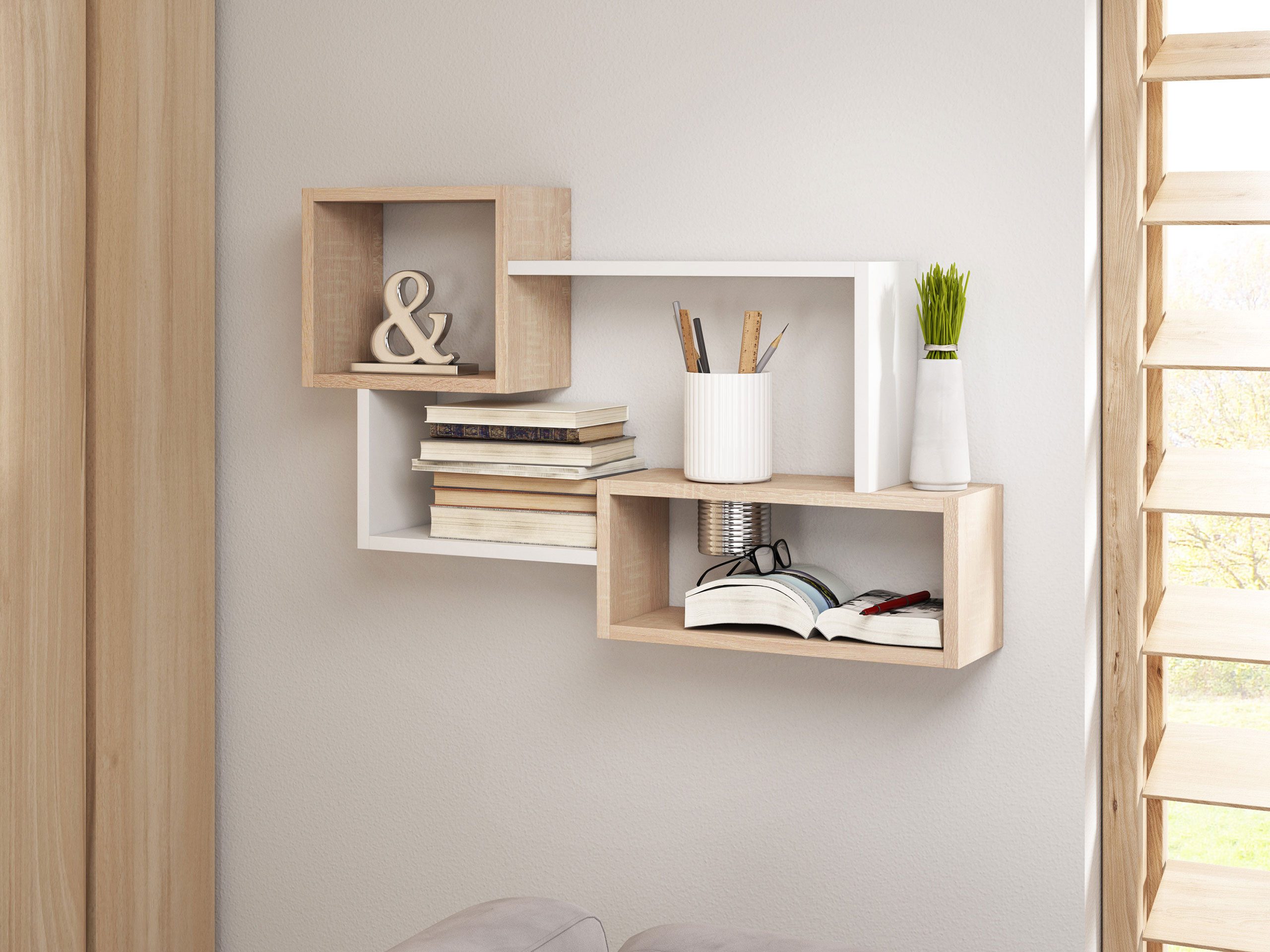 MIRJAN24 Wandregal Trio 005, 87x18x54 cm