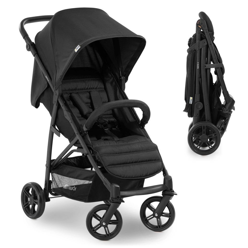 Hauck Kinder-Buggy Rapid 4 - Black, Sportwagen mit Einhand-Faltmechanismus höhenverstellbar bis 25 kg