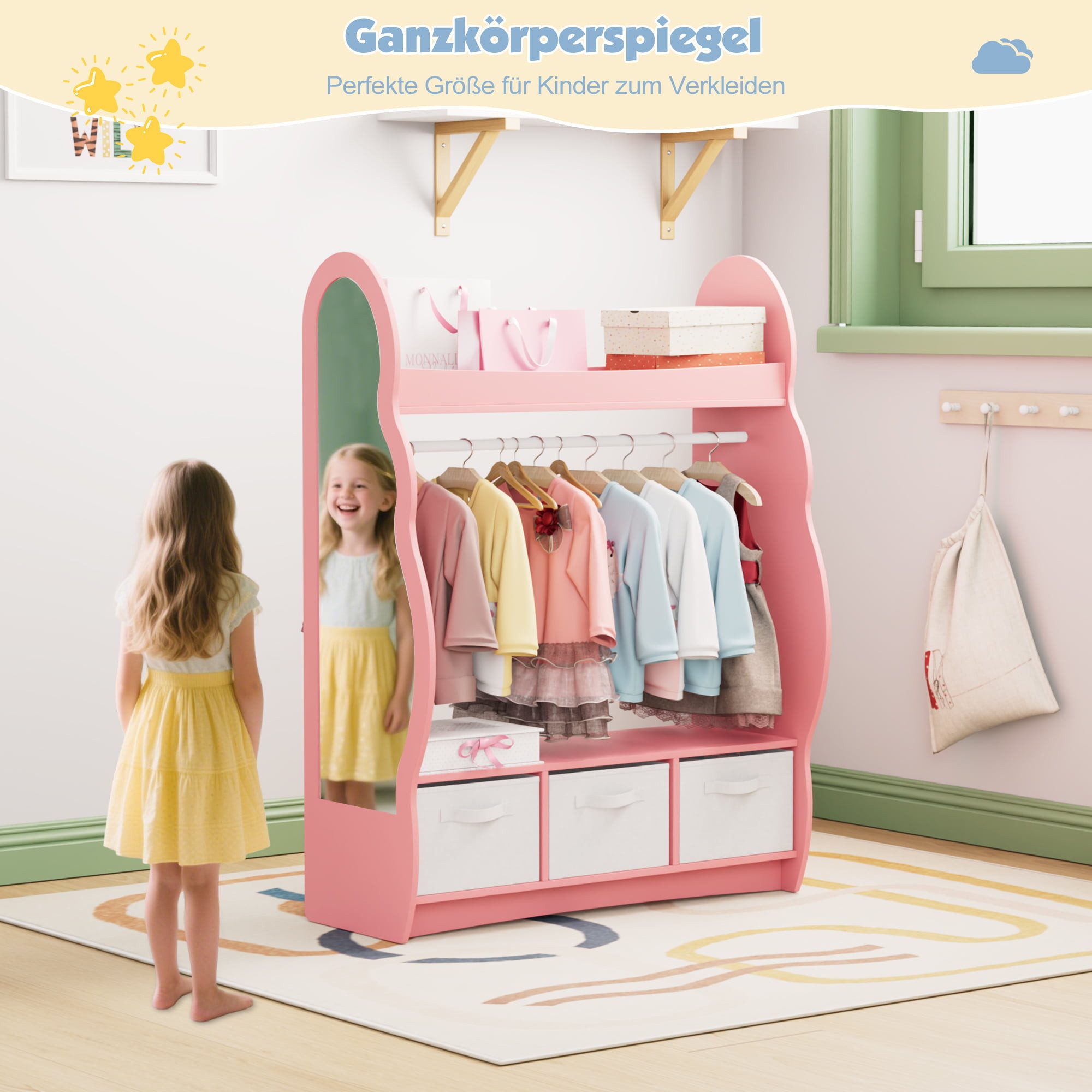 radelldar Kinderkleiderschrank Kleiderständer mit Kleiderstange (4-St) günstig online kaufen