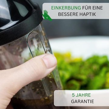 Thiru Dressing Shaker 400ml - inkl. E-Book mit 25 Salat & Dressing Rezepten, Basic Kunststoff, spülmaschinenfest, für Salatsoßen, klumpenfrei