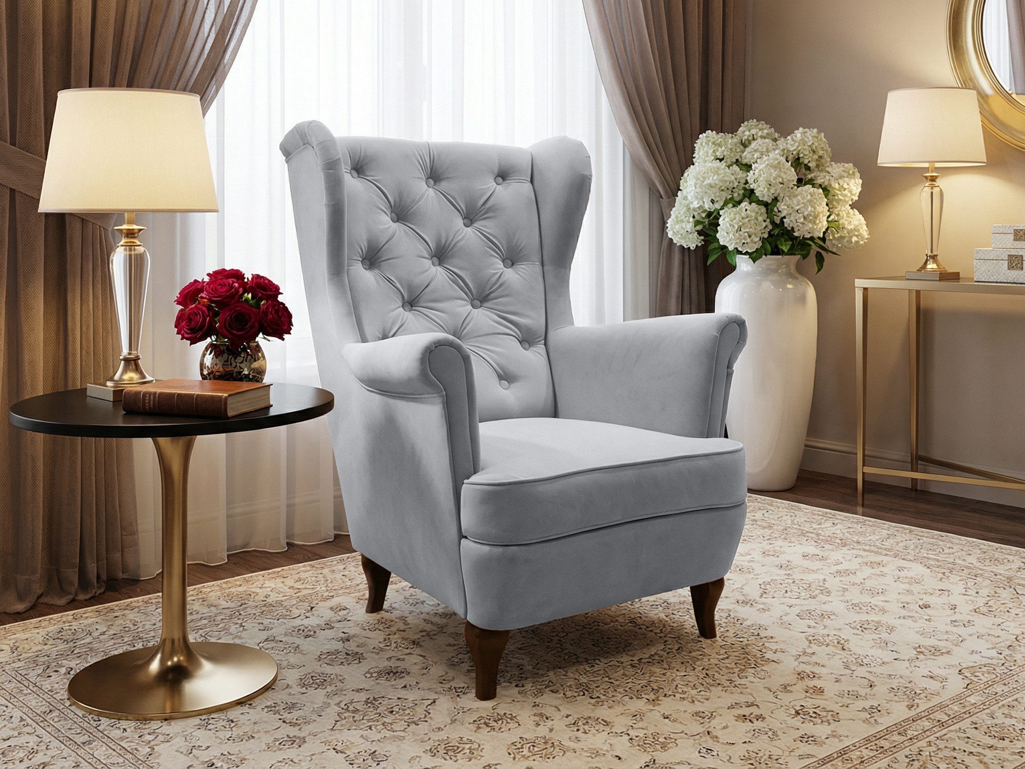 Beautysofa Ohrensessel Sessel FALCO Chesterfield Wohnzimmersessel Fernsehsessel
