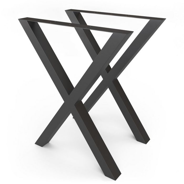 sossai® Tischgestell Stahl Tischgestell TKX2 X-Form 60x72cm in Schwarz (2-St) Rahmen: 60mm x 60mm